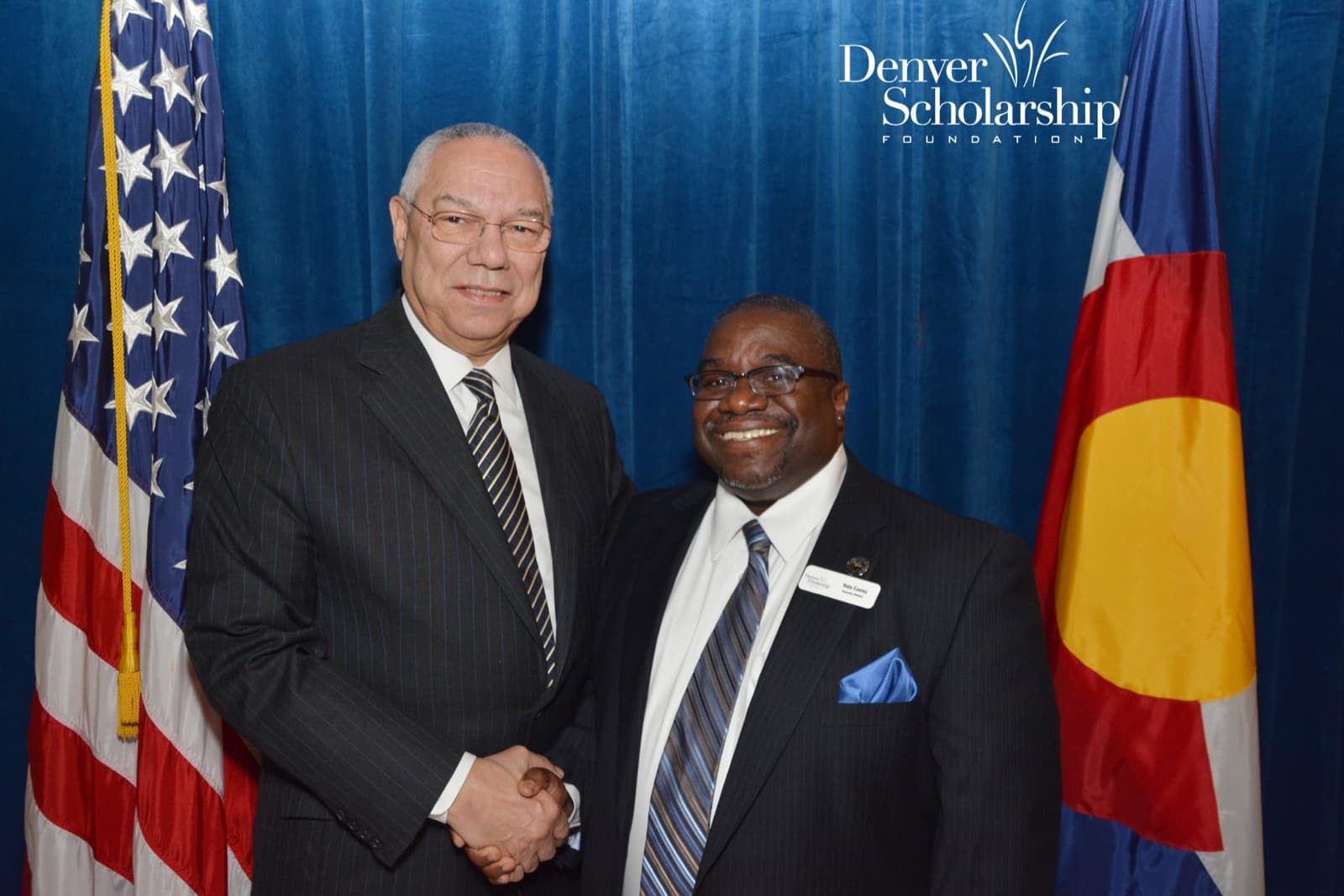 Dr. Nate Easley, Jr. with General Colin Powell at a Denver Scholarship Foundation event